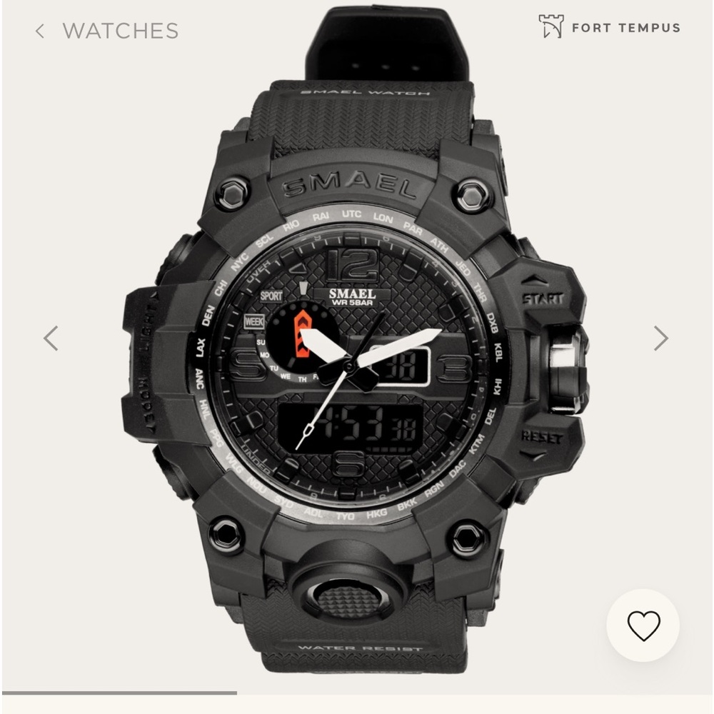 SMAEL Brand 1545 Black Men Sports Dual Display Digital LED Watch